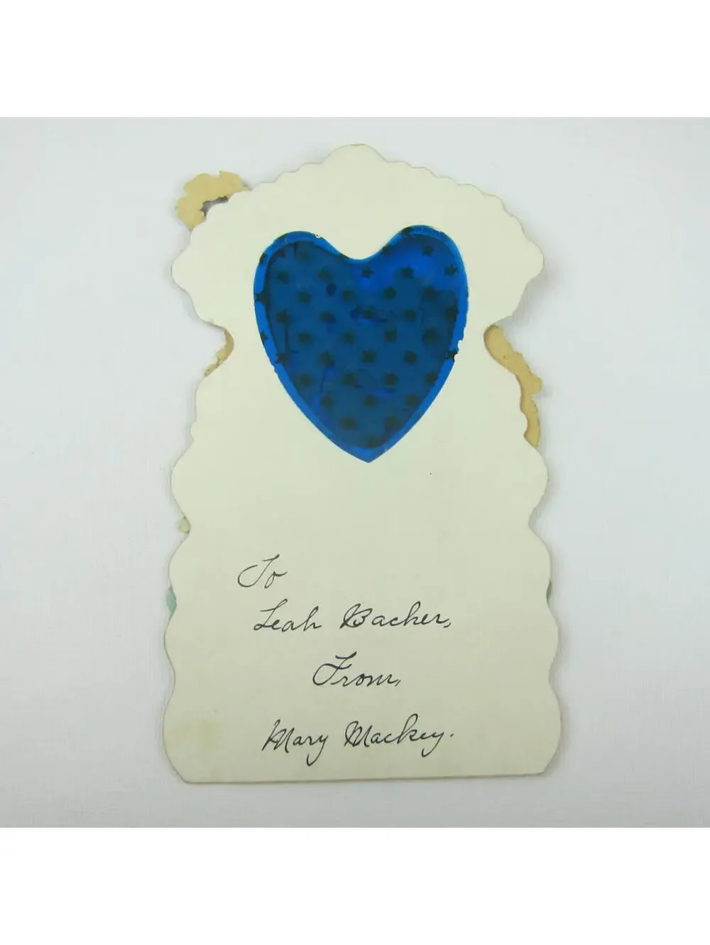 Antique Valentine Honeycomb 3D Pop Up Blue Heart Gold Stars Flowers Fence Hands